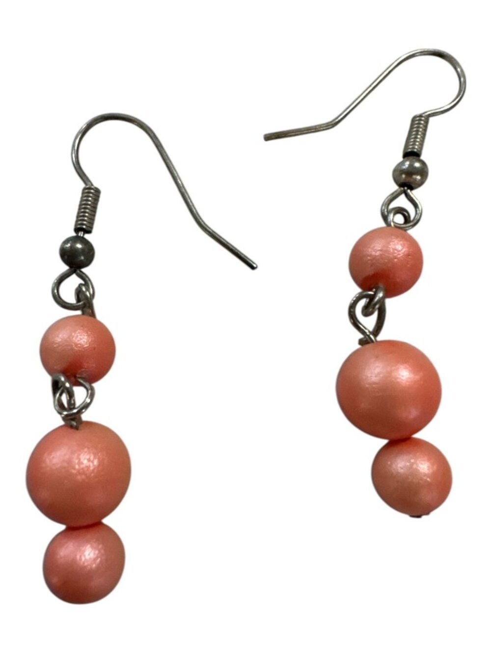 Handmade Pink Beaded Dangle Earrings, Lightweight Drop Earrings, Boho Fashion Je